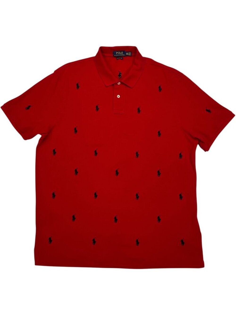 Polo Ralph Lauren All Over Logo Polo Shirt XXL Red Classic Fit